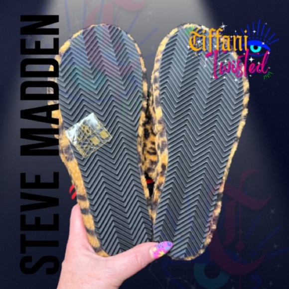 🖤 NEW Steve Madden Faux Fur Slippers | Brown & Black Leopard | Size 7 - Picture 4 of 5